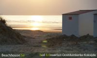 zonsondergang, strandkabien, nieuwpoort, bad
